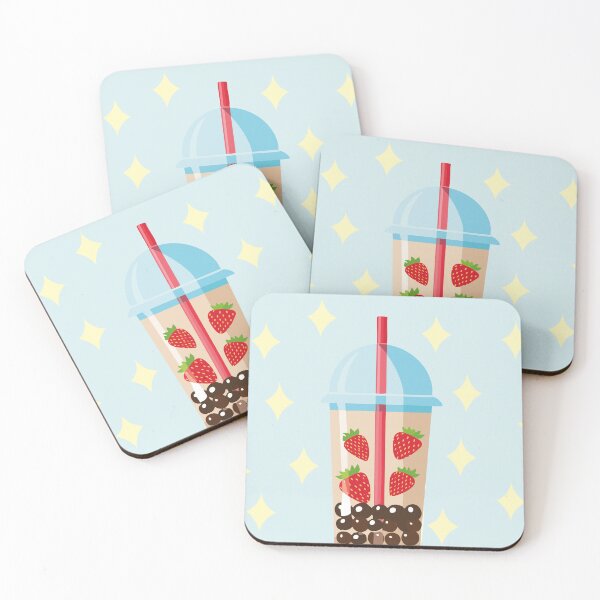 Item preview, Cute Bubble Tea with strawberries and tapioca designed and sold by The Vibefy.