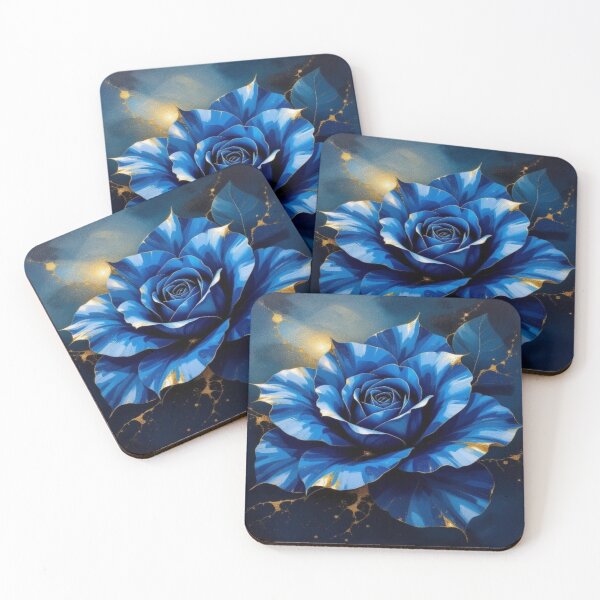 Item preview, Blue Rose with golden shimmer – surreal elegance & poetic contrast for dreamers worldwide designed and sold by FotoworldEdel.