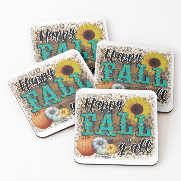 Item preview, Happy Fall Y’all – Western Style Font with Sunflower, Pumpkins & Brown Plaid | Autumn Gift Idea designed and sold by petpuppymania.
