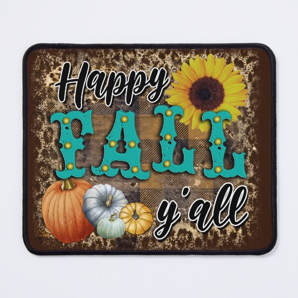 Item preview, Happy Fall Y’all – Western Style Font with Sunflower, Pumpkins & Brown Plaid | Autumn Gift Idea designed and sold by petpuppymania.