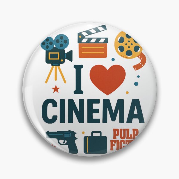 Item preview, “I love cinema” poster – colorful retro design – movie and noir icons designed and sold by LoomisDreams.