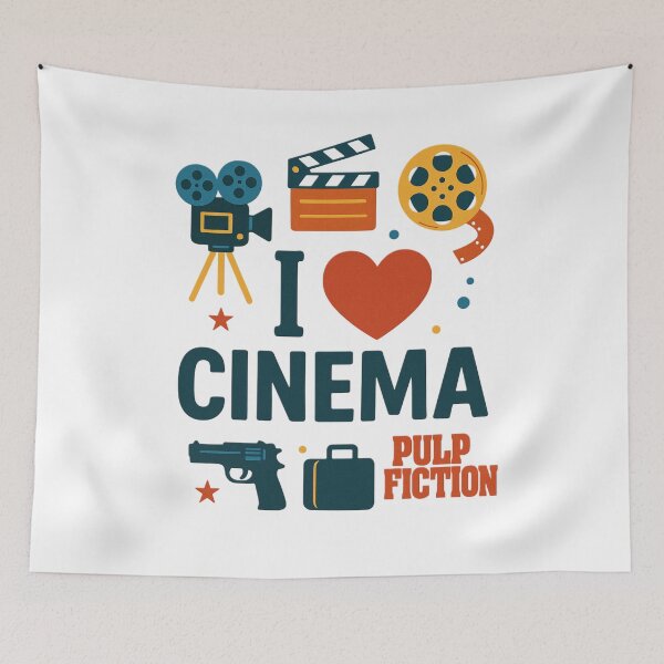 Item preview, “I love cinema” poster – colorful retro design – movie and noir icons designed and sold by LoomisDreams.