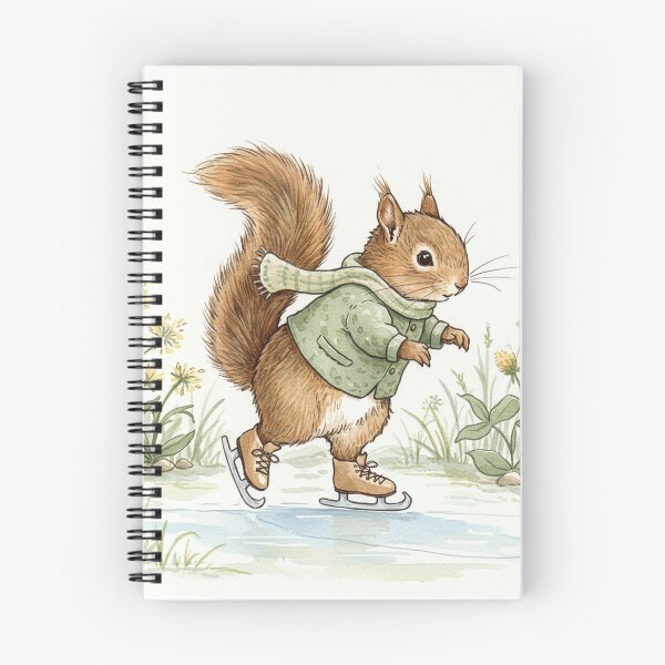Item preview, Ice Skating Squirrel in a Cozy Winter Outfit designed and sold by Pasteltone.