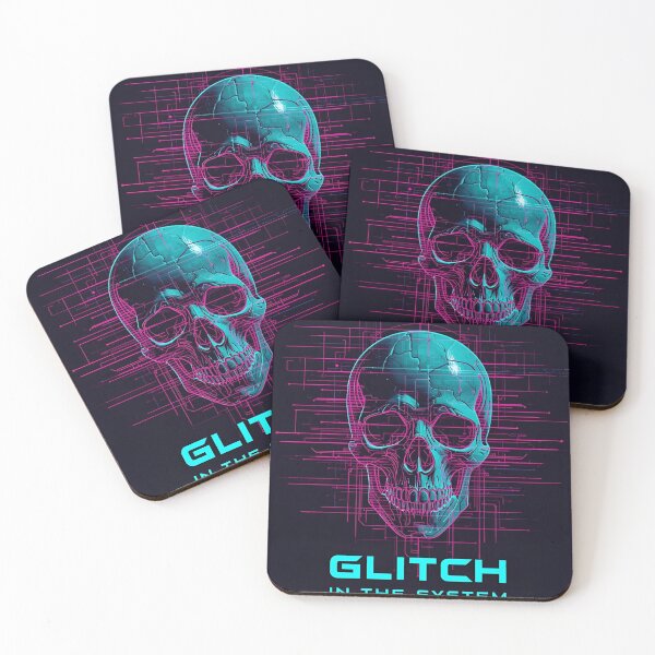 Item preview, Glitch in the System – Cyberpunk Neon Skull designed and sold by MysticOMG.