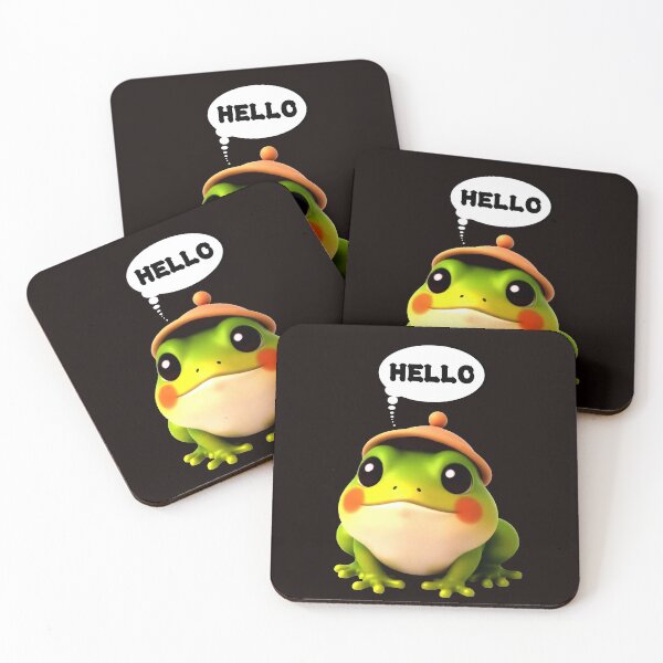 Item preview, Cute Frog Saying HELLO – Kawaii Cartoon Frog designed and sold by ButterflyDira.