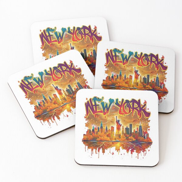 Item preview, New York City Fall Skyline Leaf Art Sticker designed and sold by Imaginarium of Chaos falcon88 .