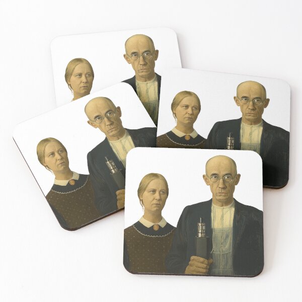 Item preview, American Gothic Vape – Funny Parody of Grant Wood’s Iconic Painting designed and sold by House of Taste Vape Designs.