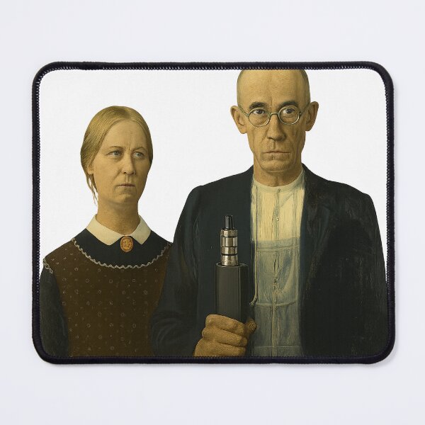 Item preview, American Gothic Vape – Funny Parody of Grant Wood’s Iconic Painting designed and sold by House of Taste Vape Designs.