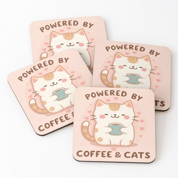 Item preview, Powered by Coffee and Cats Cute Cat Design designed and sold by MysticOMG.