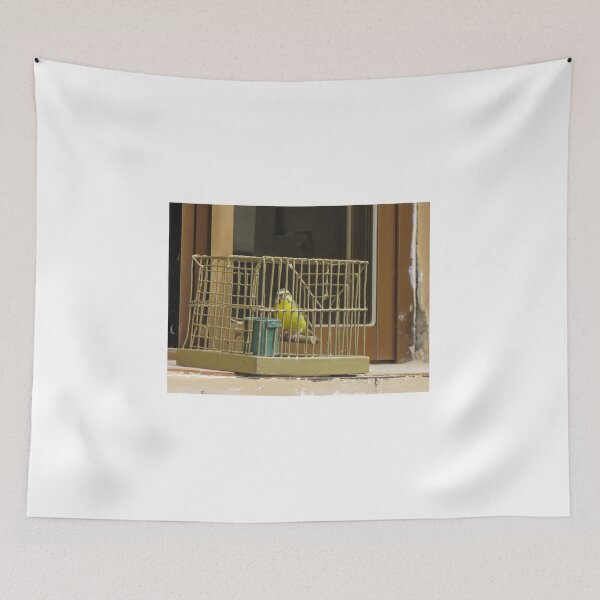 Item preview, Yellow Canary Inside Rustic Bird Cage On Windowsill With Green Water Cup, Small Pet Bird designed and sold by Nmallia.