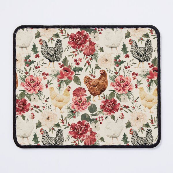 Item preview, Watercolor Chicken Floral, Elegant Vintage Christmas on Cream designed and sold by cateandrainn.