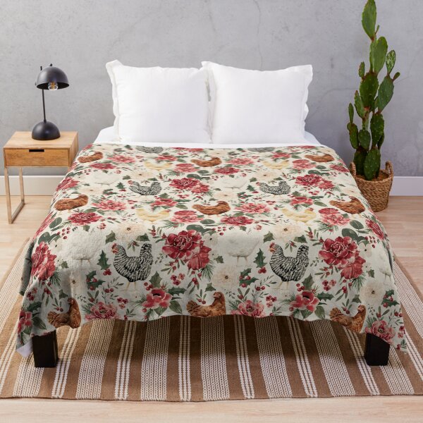 Item preview, Watercolor Chicken Floral, Elegant Vintage Christmas on Cream designed and sold by cateandrainn.