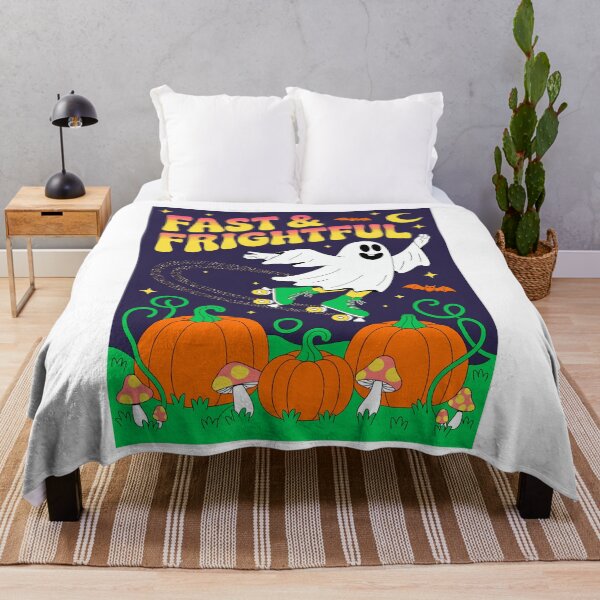 Item preview, Roller Ghost Rider: A whimsical ghost on roller skates, speeding through a pumpkin patch. For the Halloween festivities. designed and sold by Grang Art Artistic Designs.