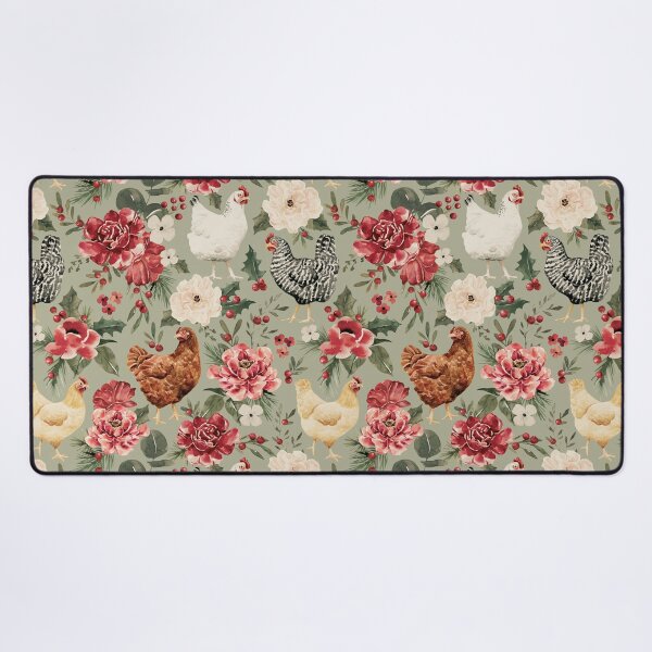 Item preview, Watercolor Chicken Floral, Elegant Vintage Christmas on Sage Green designed and sold by cateandrainn.
