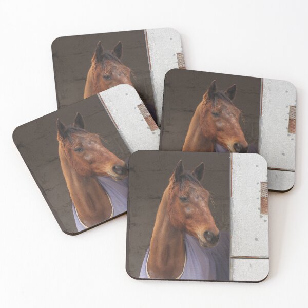 Item preview, Curious Brown Horse Peeks Out From Stable Door At Dawn, Calm and Gentle Expression designed and sold by Nmallia.