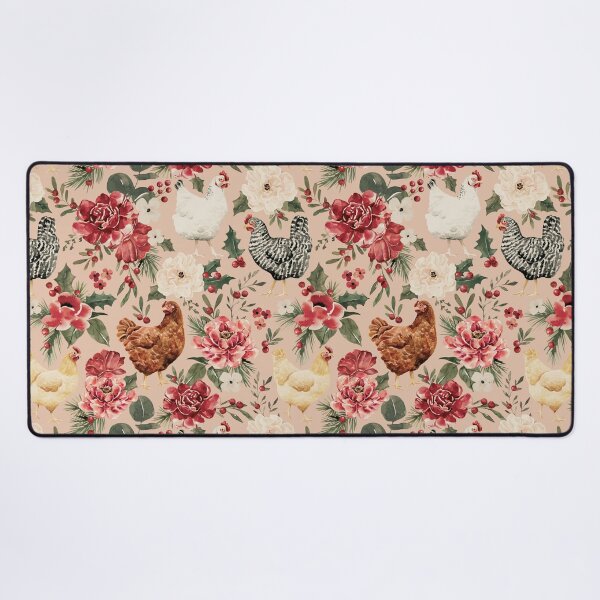 Item preview, Watercolor Chicken Floral, Elegant Vintage Christmas on Blush Pink designed and sold by cateandrainn.