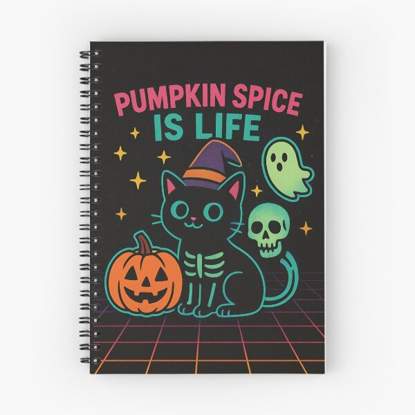 Aperçu de l'œuvre Motif squelette de chat rétro et effrayant pour Halloween | Pumpkin Spice is Life créée et vendue par 4xF.