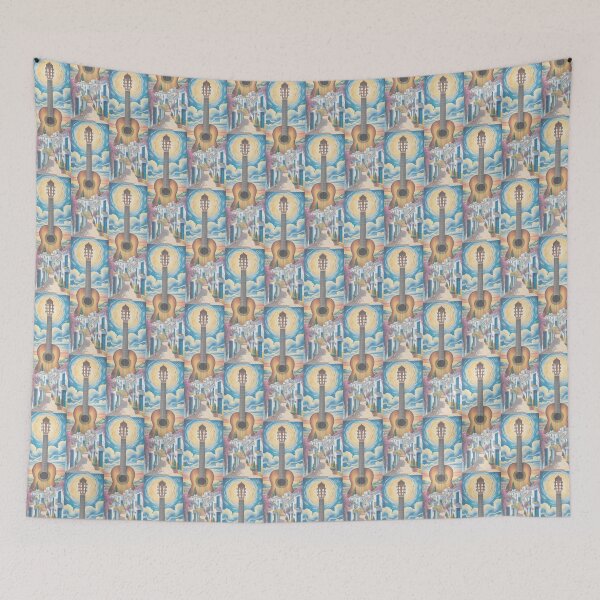 Item preview, Mediterranean Village Guitar Music Art By Merch, Limited Edition designed and sold by MADISYNDONALD.