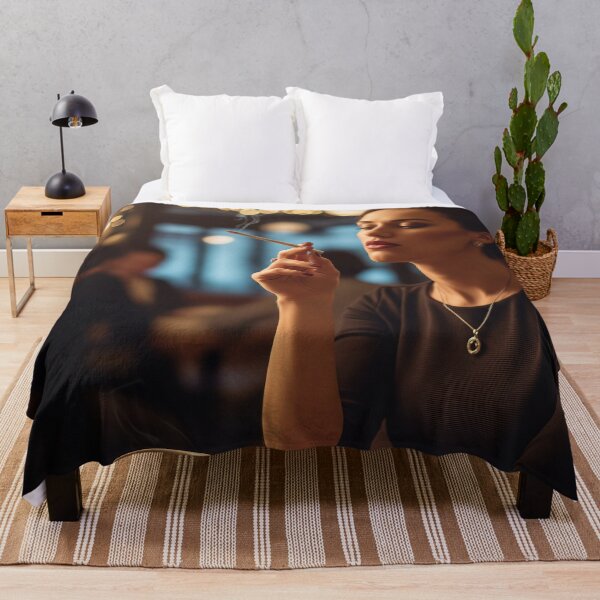 Item preview, Elegant Woman Smoking Indoors with Coffee in a Cozy Evening Café. designed and sold by Spark2Seduction.