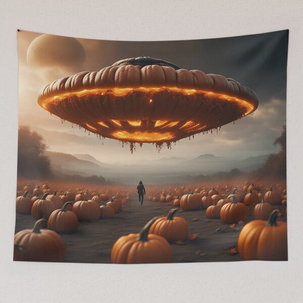 Item preview, Spaceship On Planet Pumpkin designed and sold by Roanemermaid.