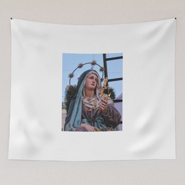 Item preview, Religious Statue Of Virgin Mary Holding Gold Cross With Halo Of Stars For Catholic Ceremonies designed and sold by Nmallia.