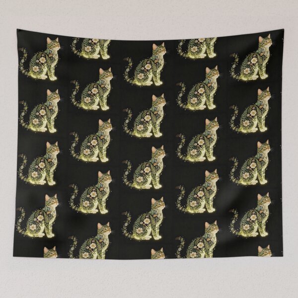Item preview, Enchanted Floral Feline Silhouette designed and sold by zzz888.