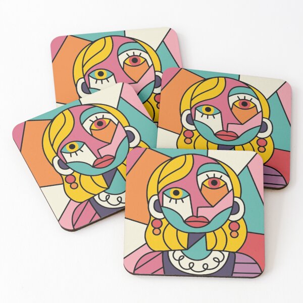 Item preview, Cubist Woman with Blonde Hair and Earrings designed and sold by Rianaarts.