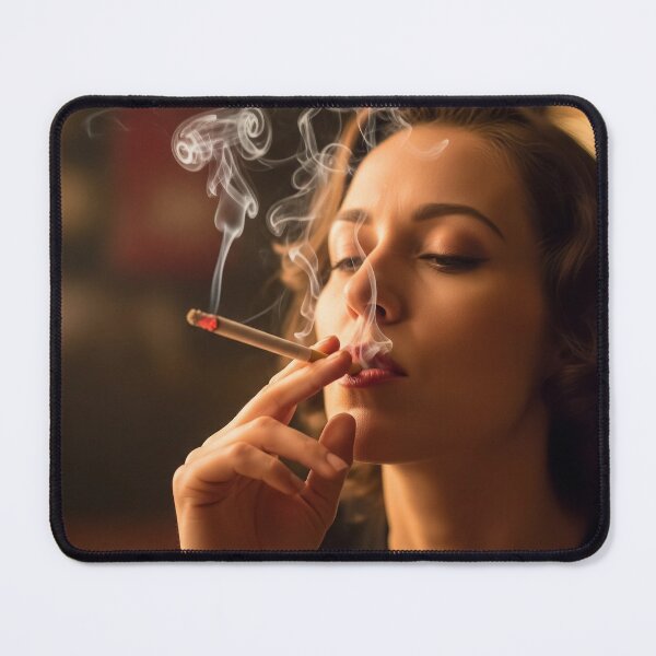 Item preview, Close-Up of Elegant Woman Smoking in Warm Ambient Light. designed and sold by Spark2Seduction.