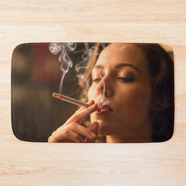 Item preview, Close-Up of Elegant Woman Smoking in Warm Ambient Light. designed and sold by Spark2Seduction.