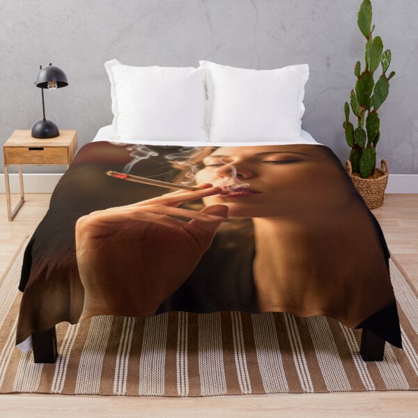 Item preview, Close-Up of Elegant Woman Smoking in Warm Ambient Light. designed and sold by Spark2Seduction.