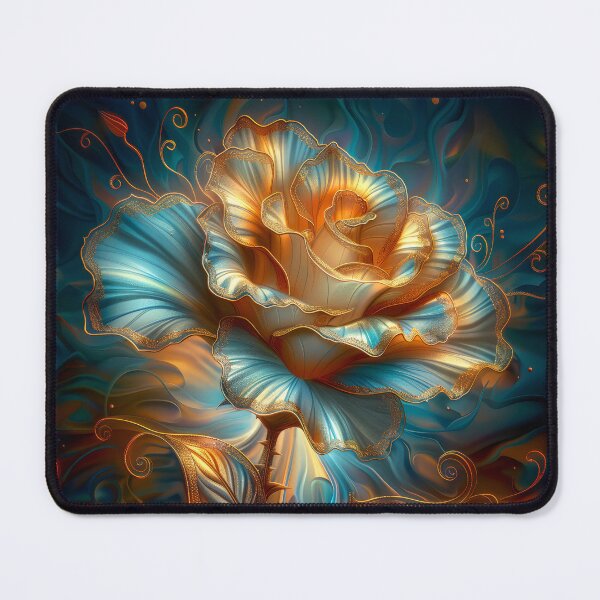 Item preview, Golden Blue Rose – Vibrant Fantasy Floral Art designed and sold by MargaretWiktor.