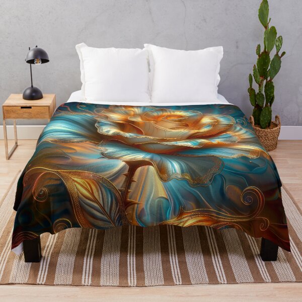 Item preview, Golden Blue Rose – Vibrant Fantasy Floral Art designed and sold by MargaretWiktor.