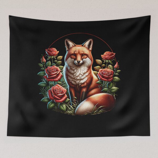 Item preview, Beautiful fox in roses. designed and sold by ReneMM.