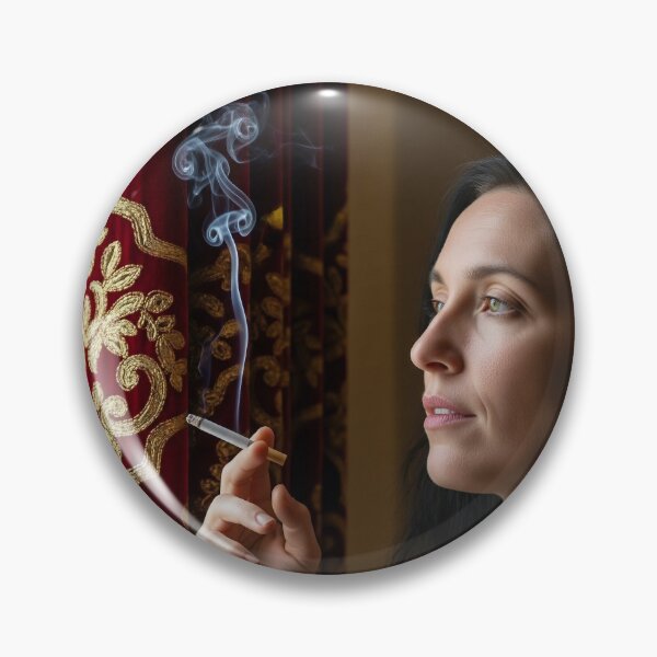 Item preview, Elegant Woman Smoking by Ornate Velvet Curtains in Soft Light. designed and sold by Spark2Seduction.