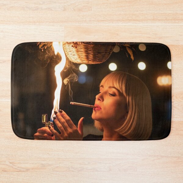 Item preview, Chic Blonde Woman Lighting Cigarette Under a Hanging Basket, Setting it ablaze. designed and sold by Spark2Seduction.