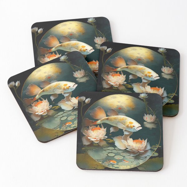 Item preview, Vintage Asian Style Koi Oil Painting In A Pond Among Lilies designed and sold by LanaGustavsson.