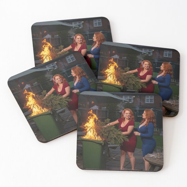 Item preview, Smoking Redhead Women in Glamorous Dresses Ignite Fire in Pub Garden Bin. designed and sold by Spark2Seduction.