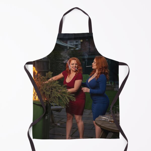 Item preview, Smoking Redhead Women in Glamorous Dresses Ignite Fire in Pub Garden Bin. designed and sold by Spark2Seduction.