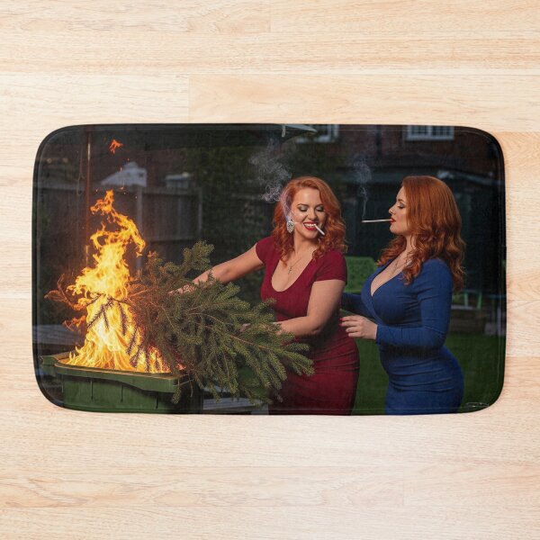 Item preview, Smoking Redhead Women in Glamorous Dresses Ignite Fire in Pub Garden Bin. designed and sold by Spark2Seduction.