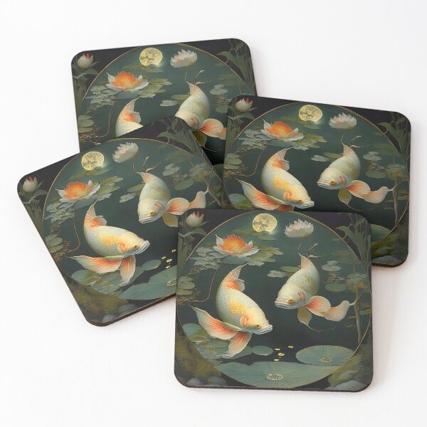 Item preview, Vintage Asian Style Koi Oil Painting In A Pond Among Lilies designed and sold by LanaGustavsson.