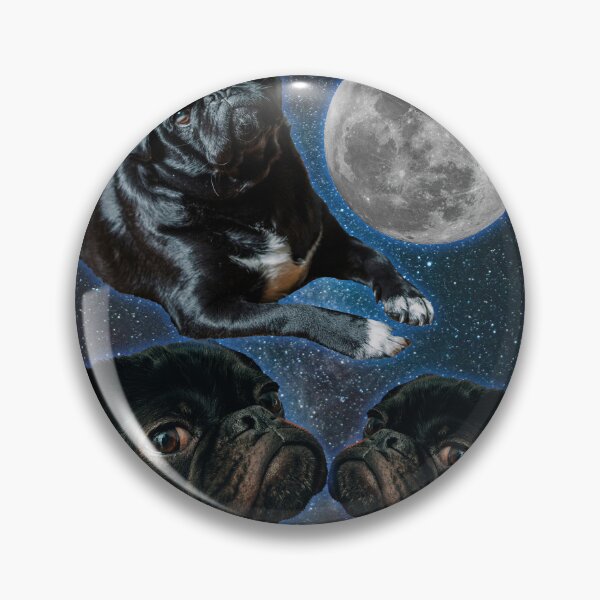 Item preview, Three Pug Moon – Cosmic Black Pug Space Art, Funny Dog Galaxy Aesthetic designed and sold by FreshVibe Prints.