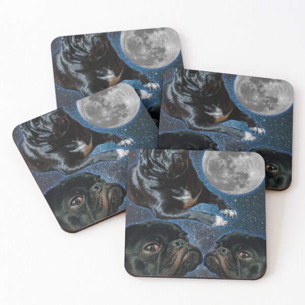 Item preview, Three Pug Moon – Cosmic Black Pug Space Art, Funny Dog Galaxy Aesthetic designed and sold by FreshVibe Prints.