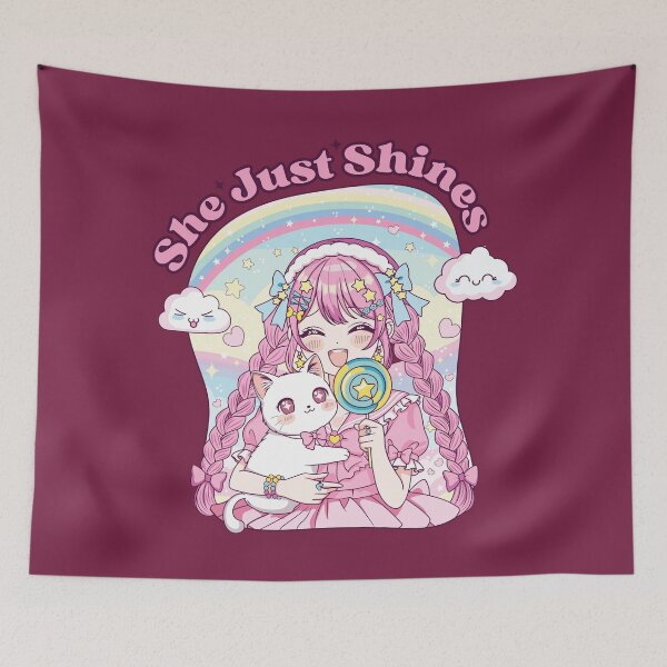 Item preview, Pastel Aesthetic Japanese Kawaii Cat Decora Anime Girl designed and sold by FemmePod.
