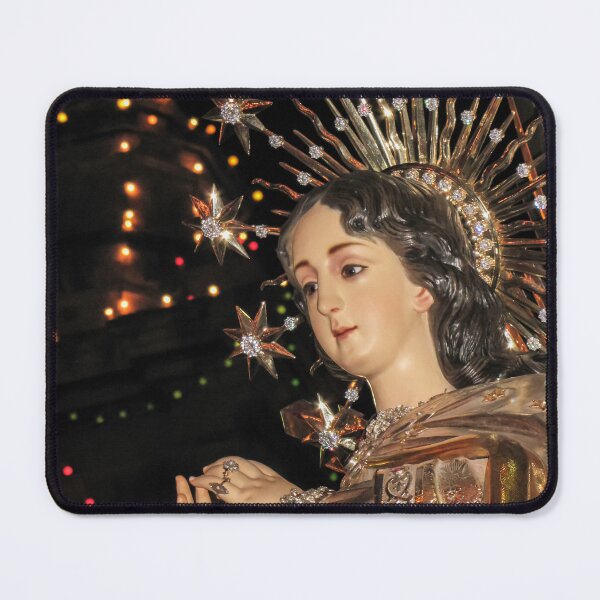 Item preview, Religious Statue Of Mary With Sparkling Star Halo At Night Festival Procession Display designed and sold by Nmallia.