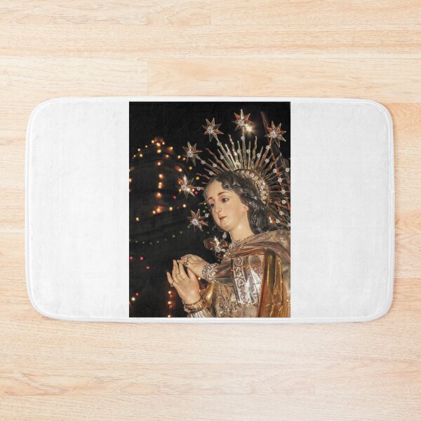 Item preview, Religious Statue Of Mary With Sparkling Star Halo At Night Festival Procession Display designed and sold by Nmallia.