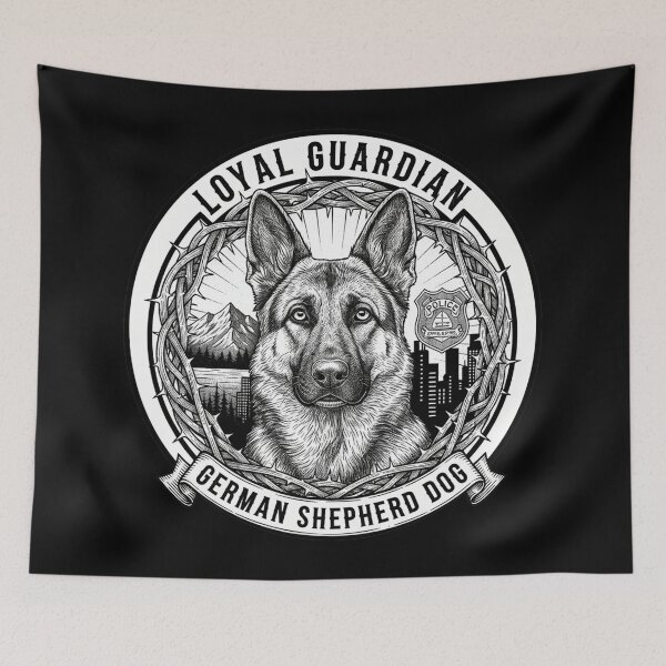Item preview, Monochrome German Shepherd – Police Dog Style designed and sold by BK-Fishing.