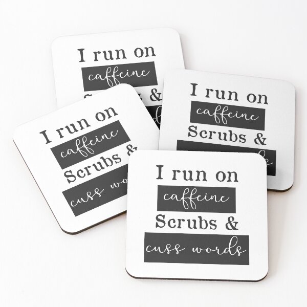 Item preview, I Run On Caffeine Scrubs  Cuss Words - Funny Nurse    	 designed and sold by hrdngutte25.