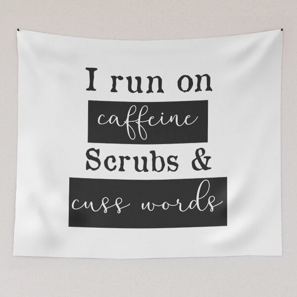 Item preview, I Run On Caffeine Scrubs  Cuss Words - Funny Nurse    	 designed and sold by hrdngutte25.