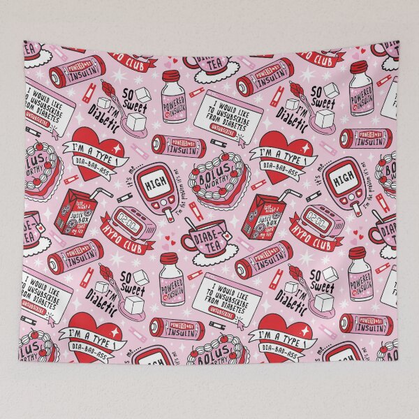 Item preview, Diabetes Life Collage – Pink Pattern - Diabetes Humor designed and sold by HotFluff.