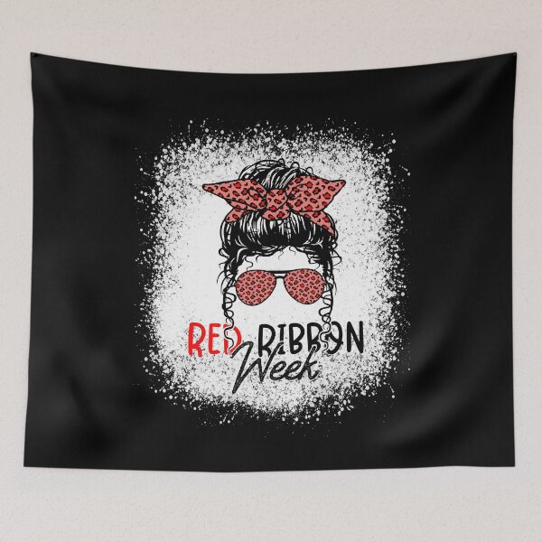 Item preview, Red Ribbon Week Messy Bun – Leopard Bow Sunglasses Drug-Free Awareness  designed and sold by Alluka Brand.